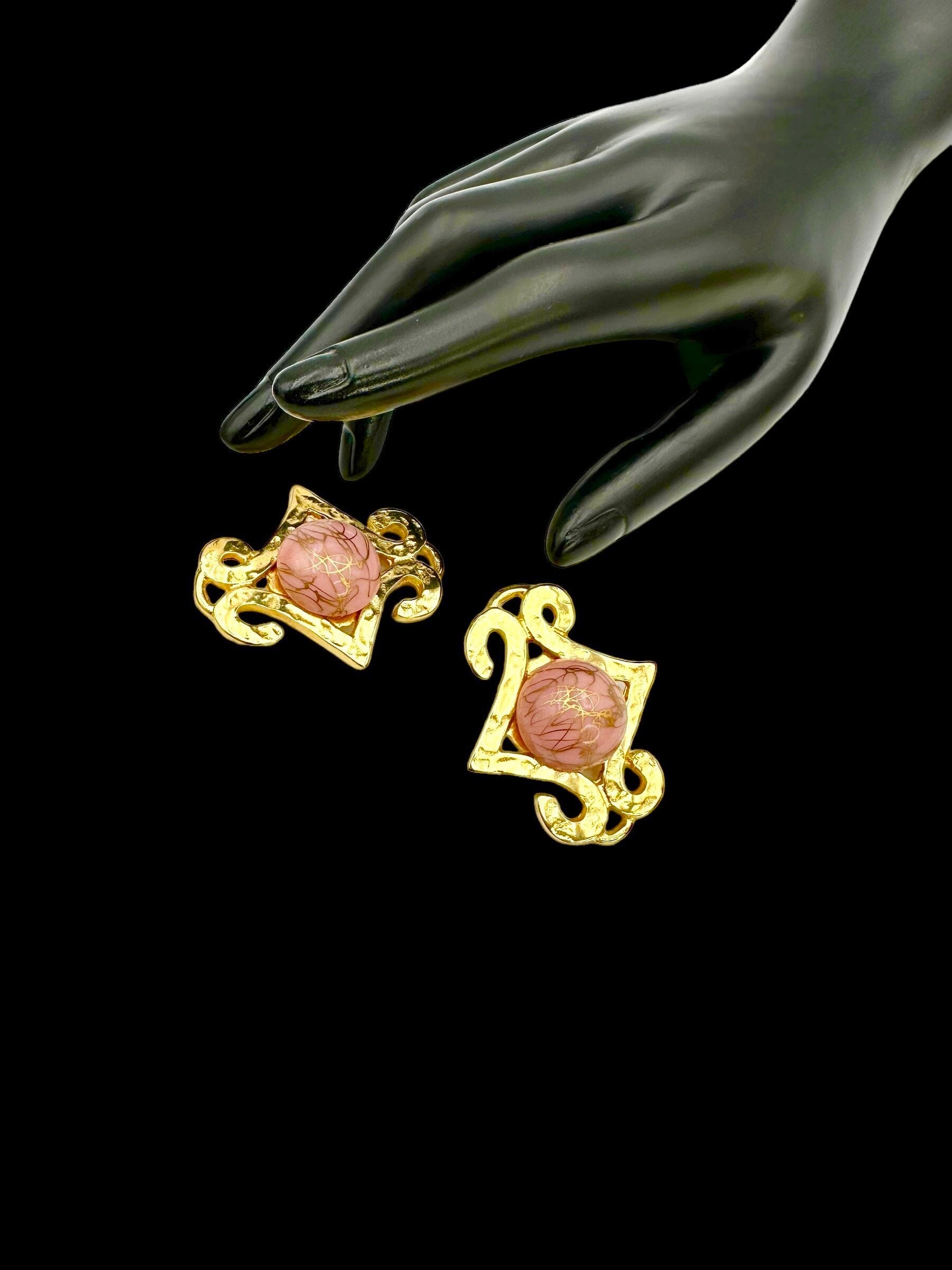 Boucles D'oreilles Créateur Véronique Becker - Clip Vintage Doré - Occasion