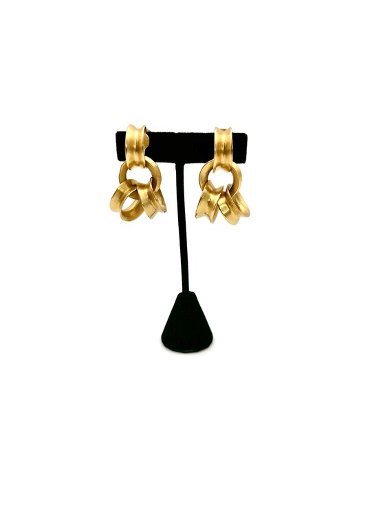 Vintage Clipon Earrings Gold Plated Earrings 1980… - image 2