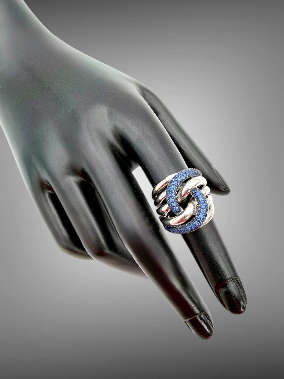 Vintage Aristocrazy Ring Sterling Silver Sapphire Designer Signed Love ...