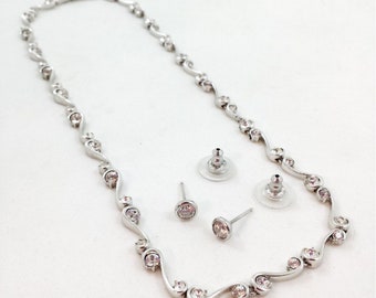 NADRI Necklace Signed SWAROVSKI Crystals Choker Sterling Silver Earrings 925 WEDDING Set