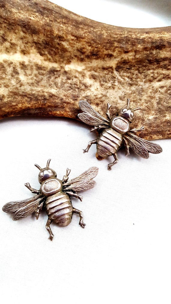Vintage Bee Brooch Sterling Silver Bee Brooches P… - image 6
