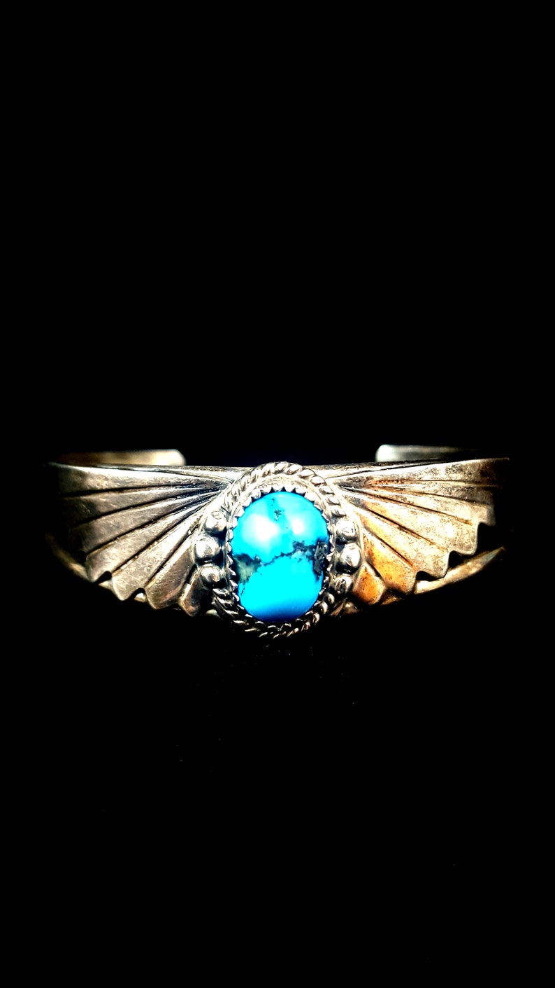 Vintage TURQUOISE Cuff Sterling Silver Cuff Native Cuff Old Pawn Cuff Southwestern Country 925 BISBEE Turquoise Gifts For Her Tested WOW