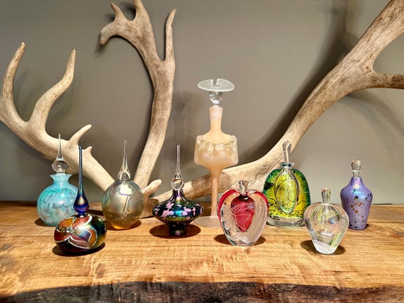 Vintage Perfume Bottle Artisan Blown Glass Perfum… - image 8