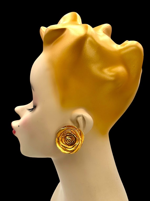 Vintage KATE HINES Earrings Clipon Earrings Rose … - image 6