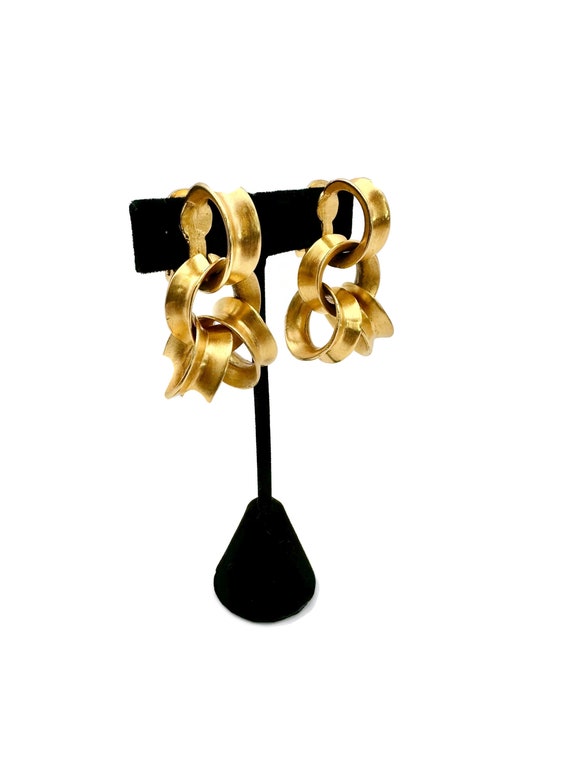 Vintage Clipon Earrings Gold Plated Earrings 1980… - image 5