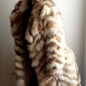 Vintage FOX Fur Coat Evans Fox Fur CHEVRON Red Fox Patch Work SEXY Mad ...
