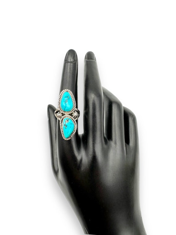Vintage TURQUOISE Sterling Silver Ring Native Ame… - image 2
