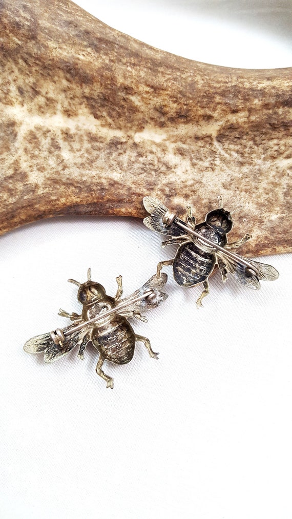 Vintage Bee Brooch Sterling Silver Bee Brooches P… - image 9