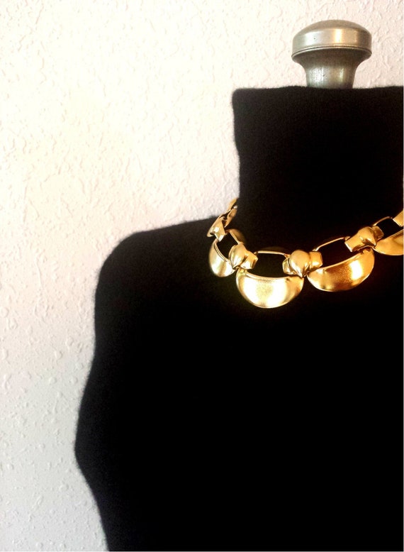 Vintage YSL Necklace Yves Saint Laurent Gold Plated Massive Choker
