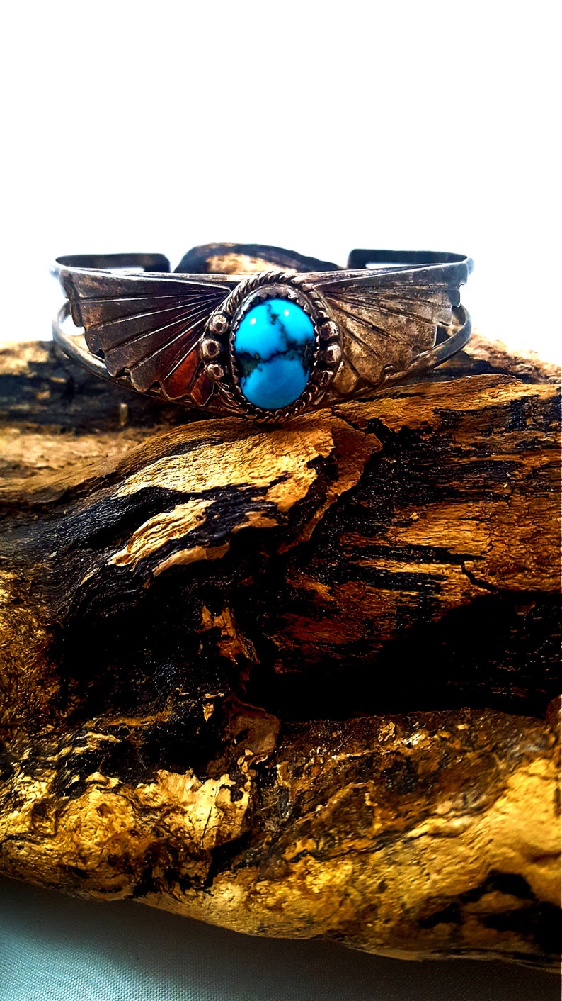 Vintage TURQUOISE Cuff Sterling Silver Cuff Native Cuff Old Pawn Cuff Southwestern Country 925 BISBEE Turquoise Gifts For Her Tested WOW