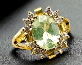 Vintage SPINEL DIAMOND RING 18k Gold Ring Spring Ring Glow Cocktail Ring Highend Luxury Signed Gift Oval Flashy Nature Healing Peace Earth
