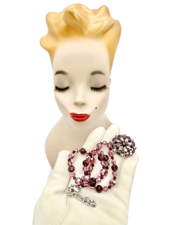Vintage SWAROVSKI Necklace Purple Necklace Pink N… - image 7