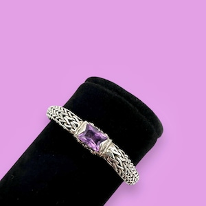 Vintage John Hardy Bracelet 18k Yellow Gold Sterling Silver Bracelet Amethyst Bracelet Gift Rare Statement Healing Designer Signed February