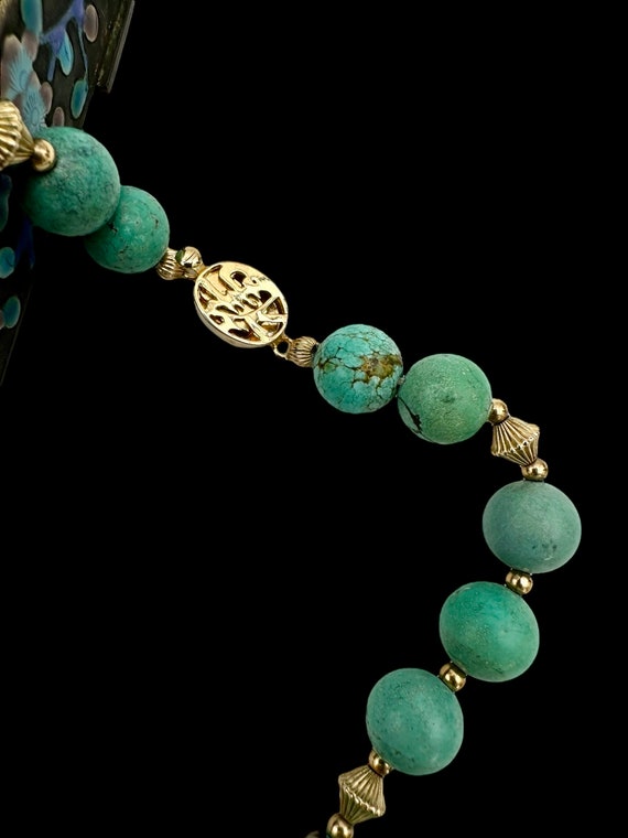 Vintage Chinese Export Bead Necklace Turquoise Ca… - image 5