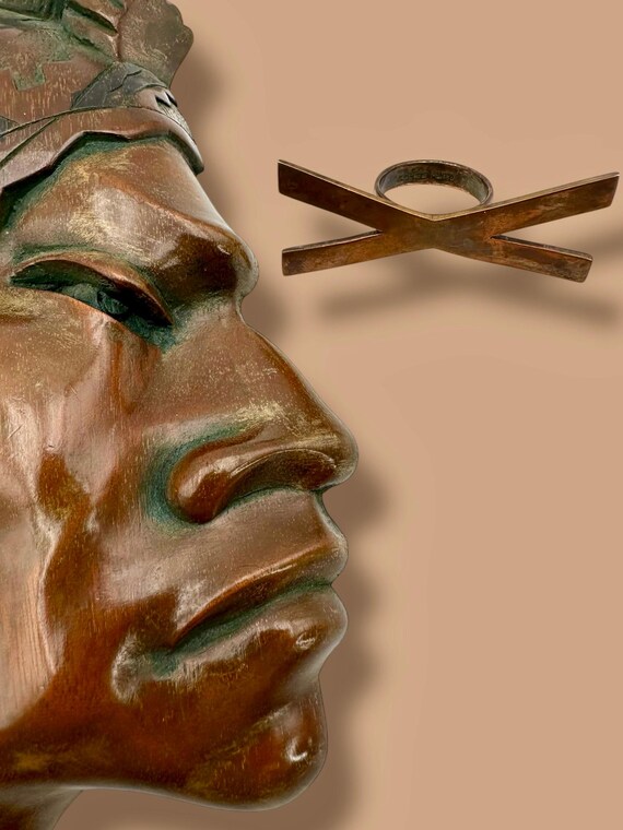 Vintage Mexico Ring Massive Ring X Ring Copper Ri… - image 9