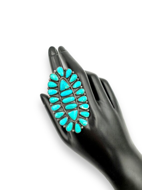 Vintage Turquoise Ring Cluster Ring Native Americ… - image 3