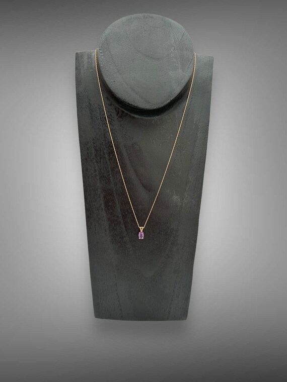 Vintage 14k Gold Necklace Amethyst Diamond Pendan… - image 7