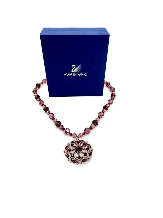 Vintage SWAROVSKI Necklace Purple Necklace Pink N… - image 3