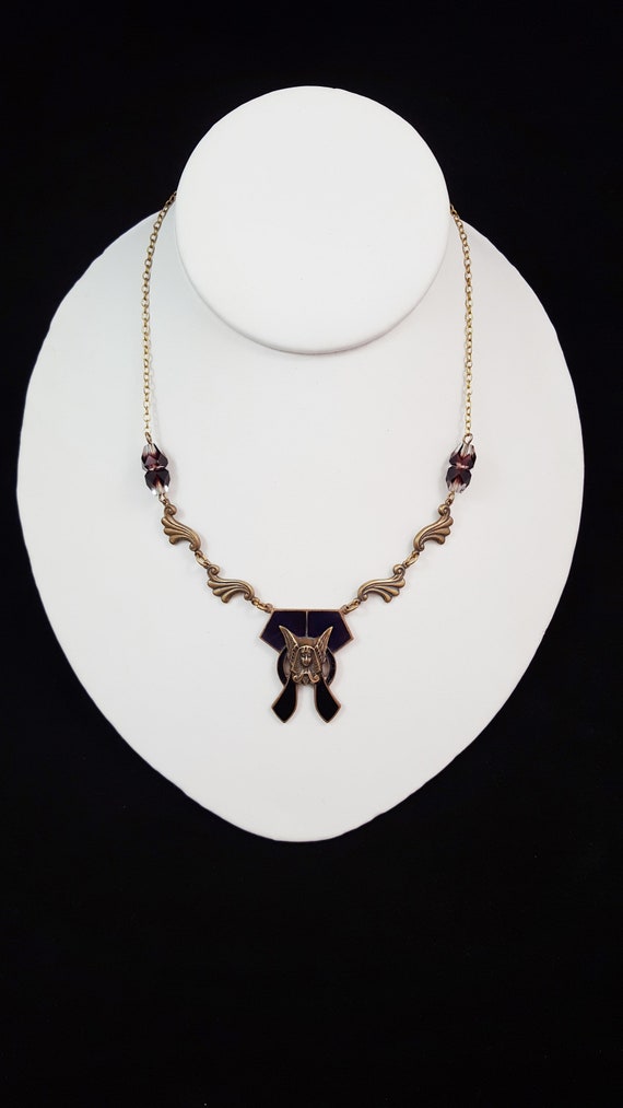 Vintage ART DECO Necklace Egyptian Revival Neckla… - image 7