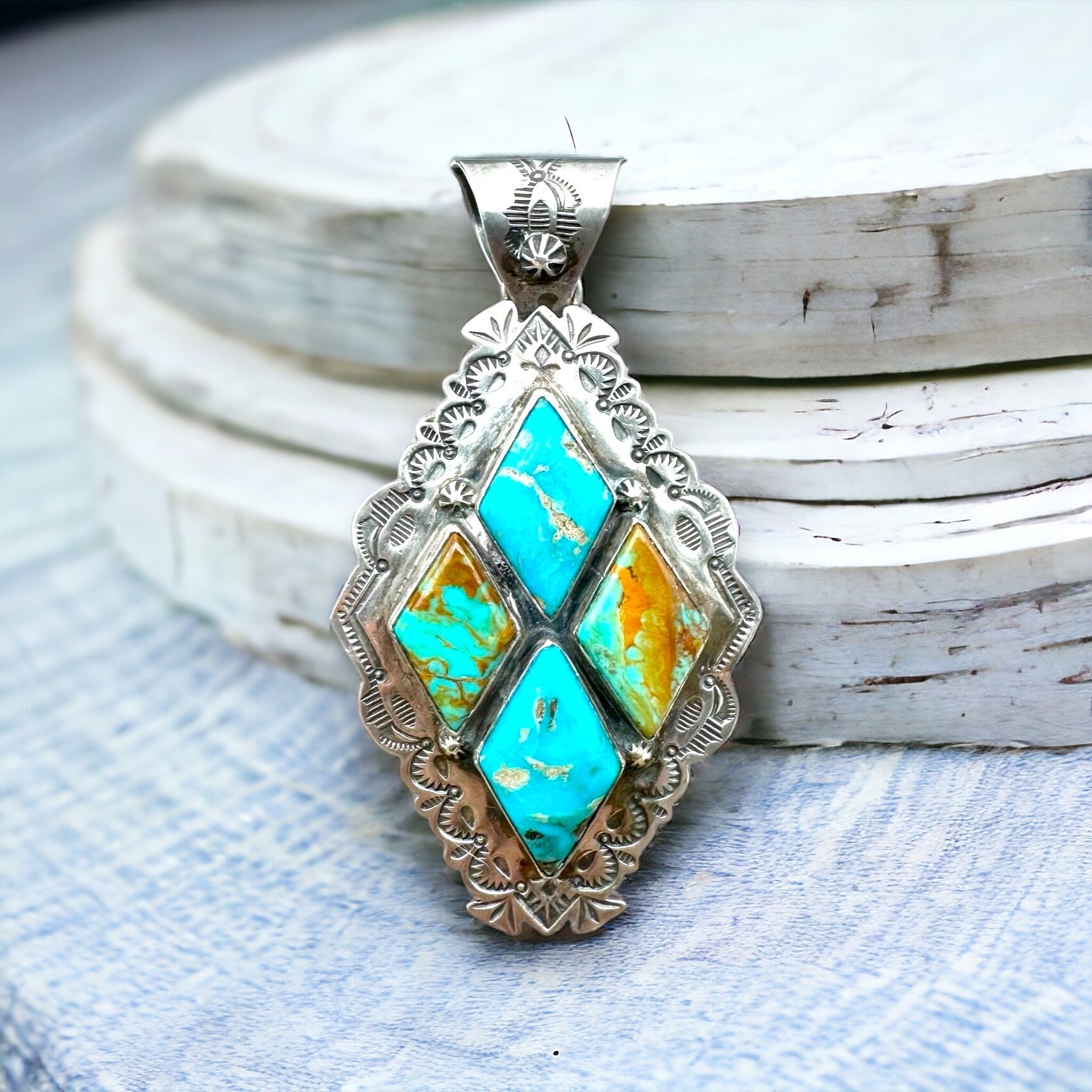 【鑑定済み】Vintage Turquoise Silver Necklace Vintage TURQUOISE Pendant Sterling Silver Native American