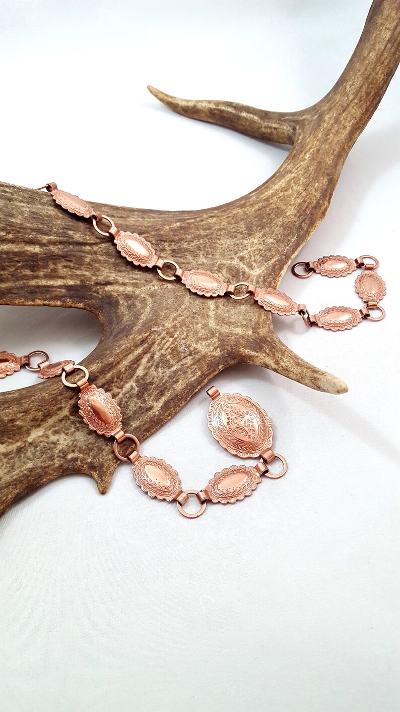 Vintage SANFORD Belt Sancrest Belt COPPER Concho Belt Southwest Native Gifts For Her Copper Jewelry Repousse FABULOUS Western Flair Like New