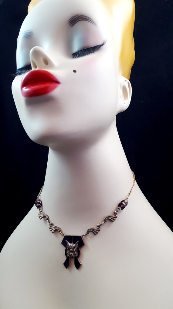 Vintage ART DECO Necklace Egyptian Revival Neckla… - image 6