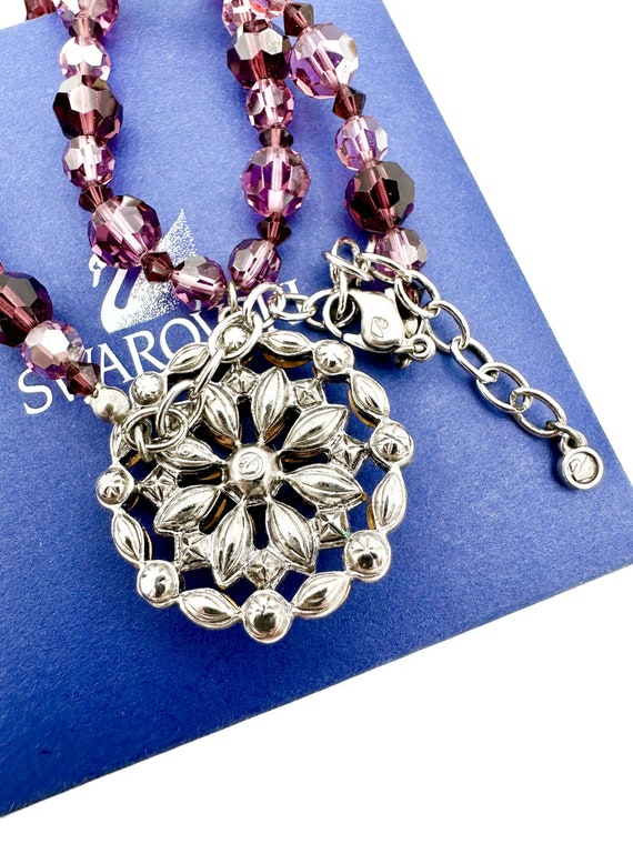 Vintage SWAROVSKI Necklace Purple Necklace Pink N… - image 8