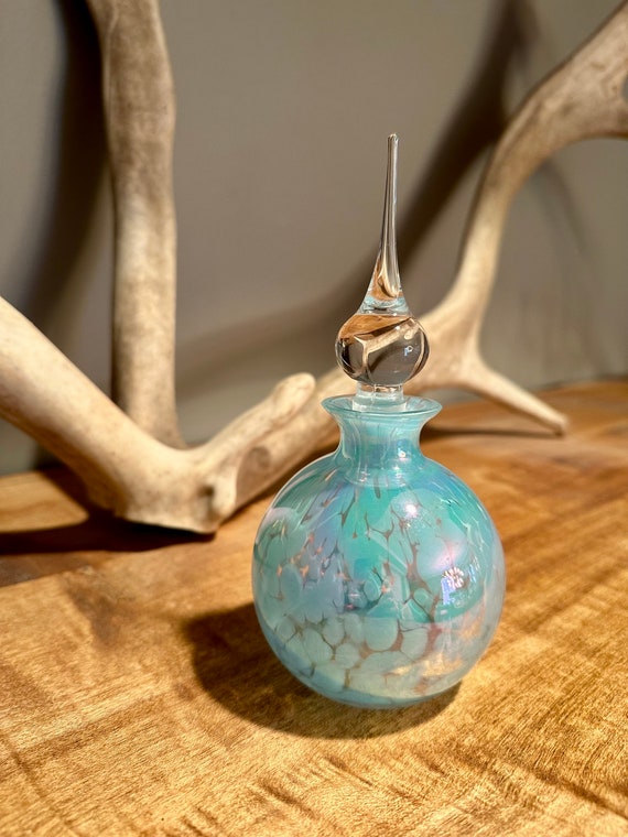 Vintage Perfume Bottle Artisan Blown Glass Perfum… - image 7