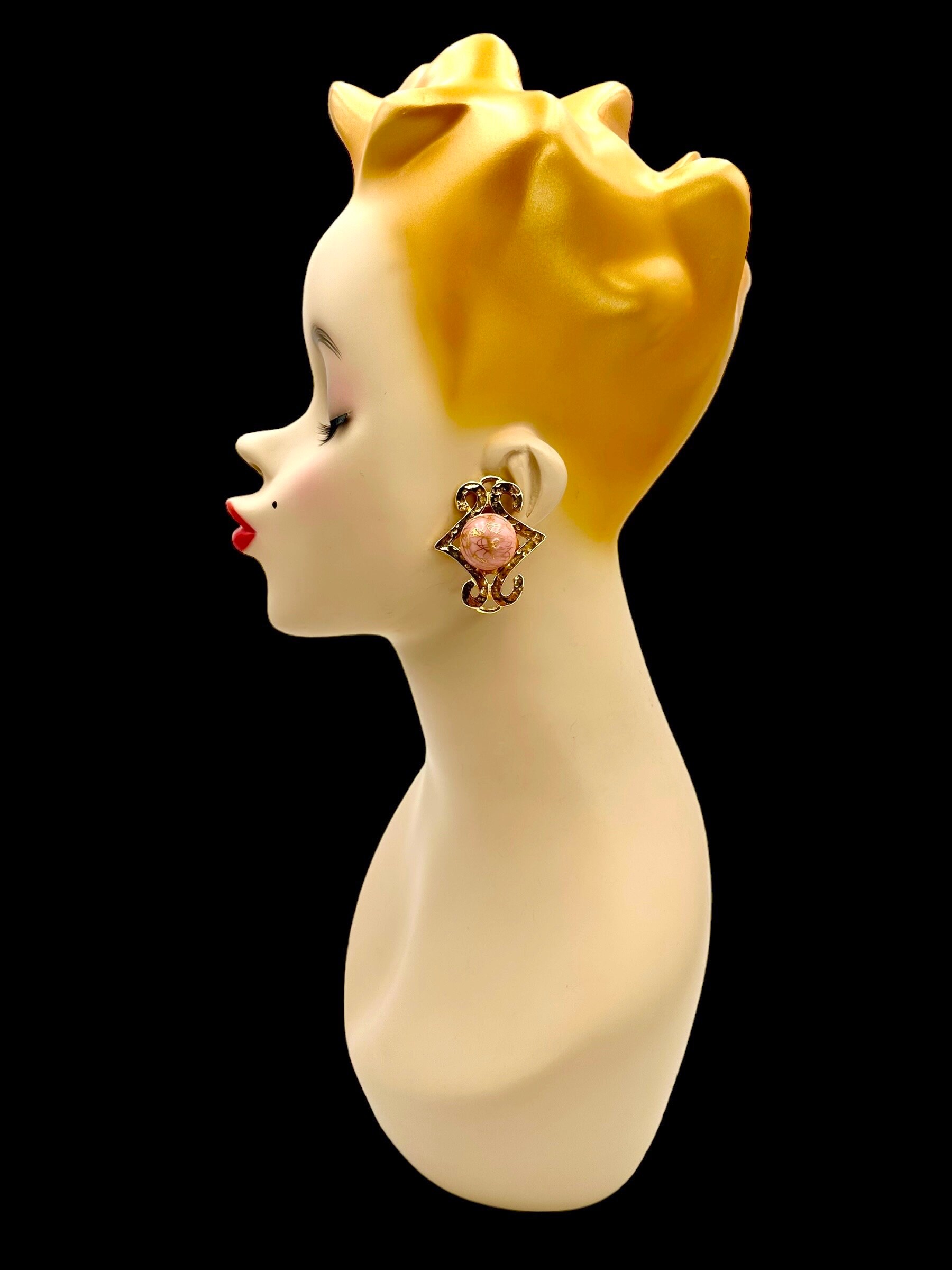 Boucles D'oreilles Clips Vintage Doré Créateur Véronique Becker - Occasion