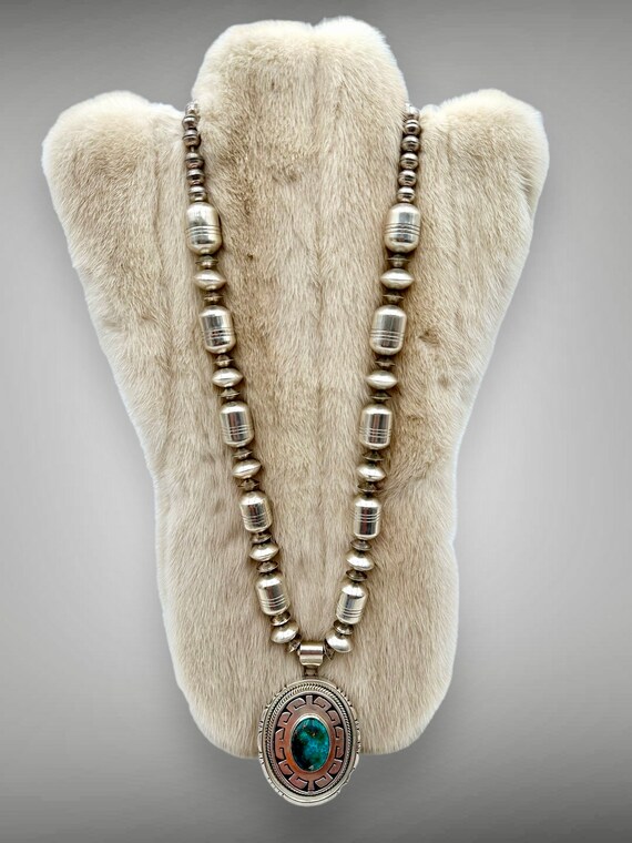 Vintage Native American Necklace JOHNATHAN NEZ Tu… - image 8