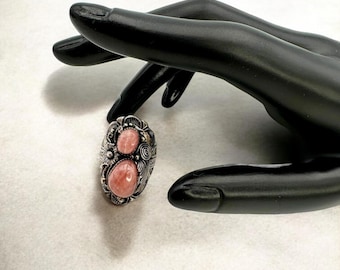 Vintage Rhodochrosite Ring Southwest Ring BBJ Ring Southwest Western Ring Gorgeous Sterling Silver Massive Statement Gift Rodeo Pink Girlie