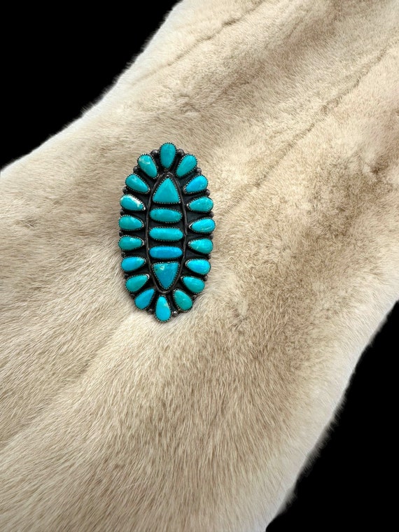 Vintage Turquoise Ring Cluster Ring Native Americ… - image 7