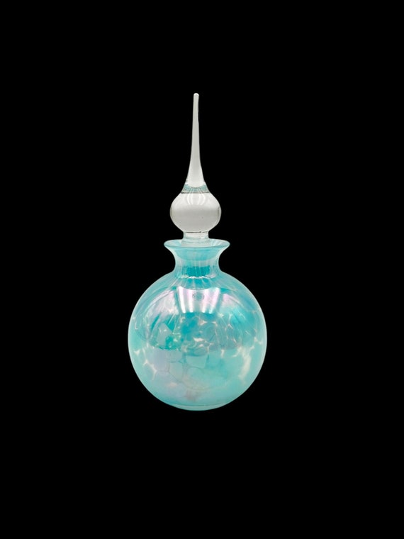 Vintage Perfume Bottle Artisan Blown Glass Perfum… - image 3