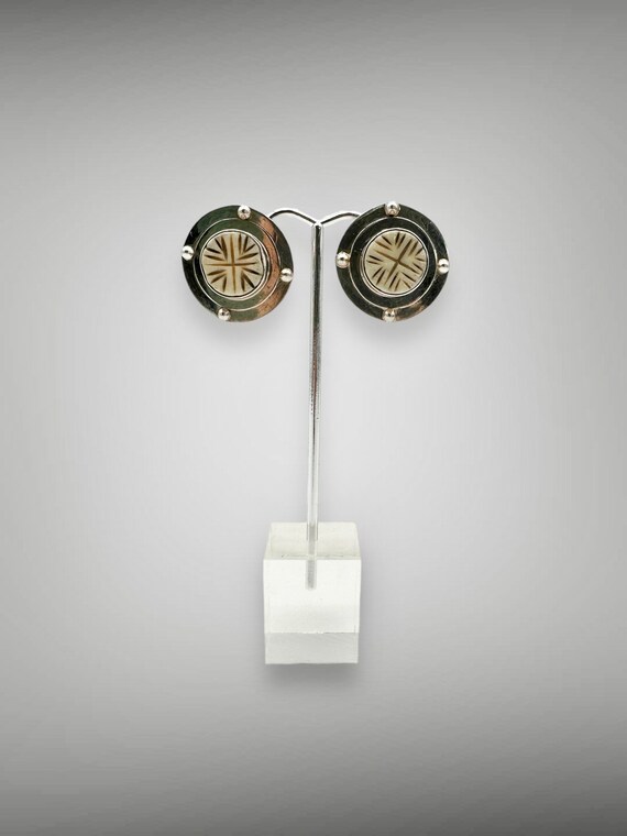 Vintage The Dreamer Earrings Carved Bone Earrings… - image 9