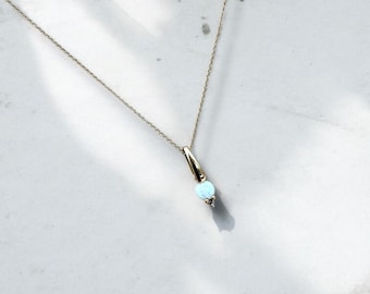 Vintage Opal Pendant Necklace 14k Gold Yellow Gold PPM USA Necklace Box Chain Necklace Real Opal Diamond Necklace Gift Opal Diamond Charm