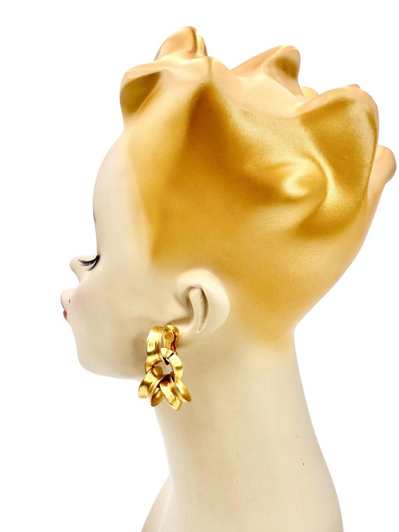 Vintage Clipon Earrings Gold Plated Earrings 1980… - image 3