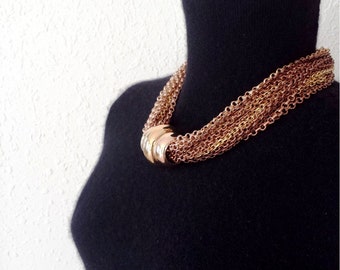 Vintage Monet Necklace MASSIVE Chunky Tri Color Torsade Collar Choker RUNWAY RARE