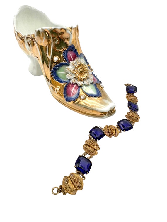 Vintage Bracelet Art Deco Bracelet Asscher Purple… - image 1