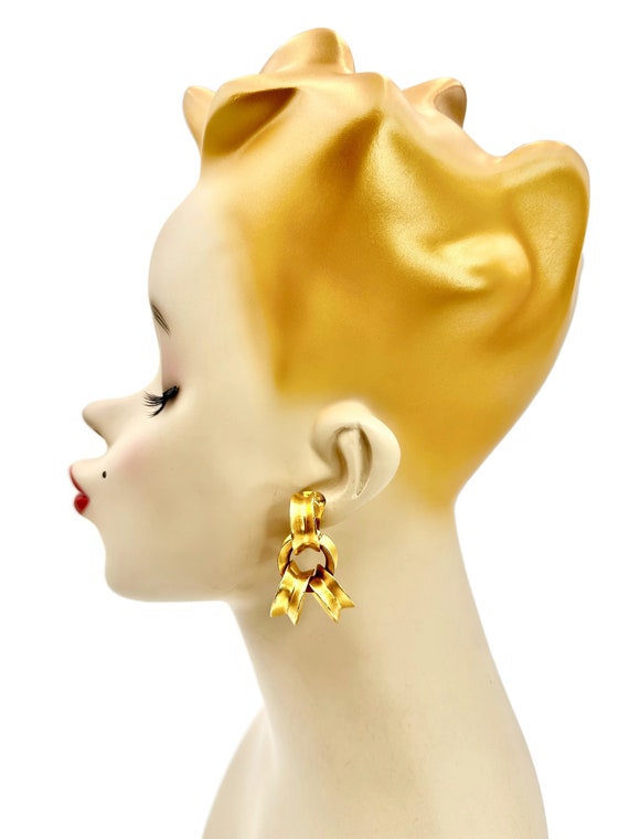 Vintage Clipon Earrings Gold Plated Earrings 1980… - image 4