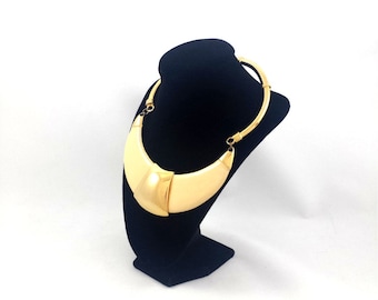 Vintage ALEXIS KIRK Collar Bib Necklace Enamel & Gold Plated Metal Work MODERNIST Signed