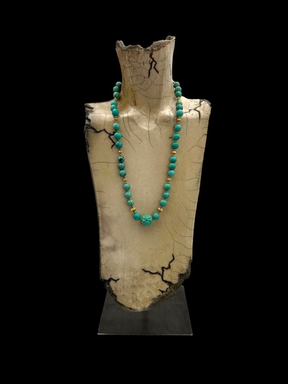 Vintage Chinese Export Bead Necklace Turquoise Ca… - image 8