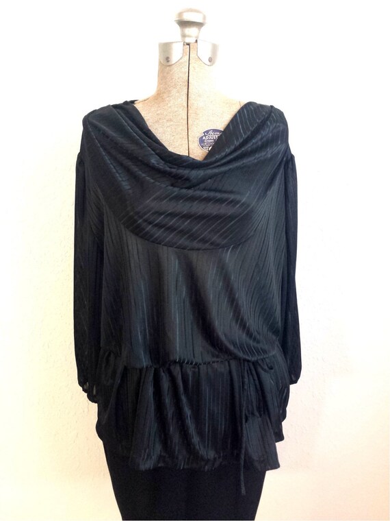 Vintage Black Blouse Tunic Black Blouse Max's Lad… - image 4