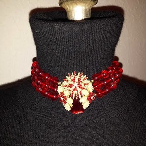 Vintage Stanley Hagler Necklace Choker Signed Red Poured Glass Beads ...