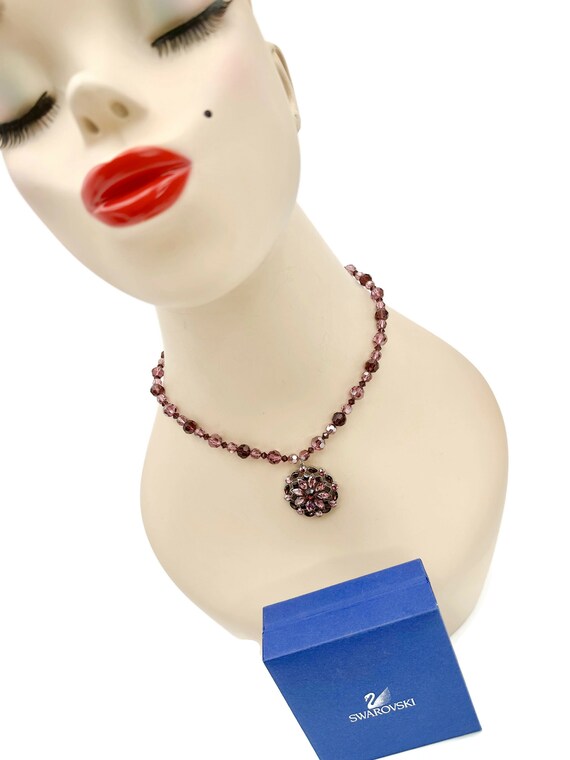 Vintage SWAROVSKI Necklace Purple Necklace Pink N… - image 6