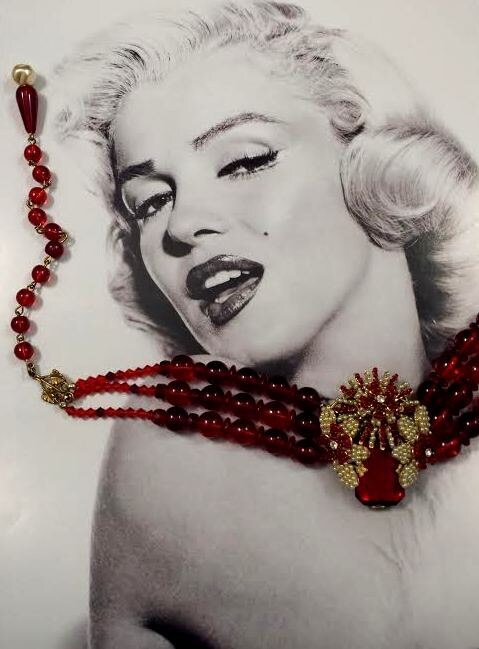 Vintage Stanley Hagler Necklace Choker Signed Red Poured Glass Beads Seed Pearls STATEMENT NECKLACE RARE