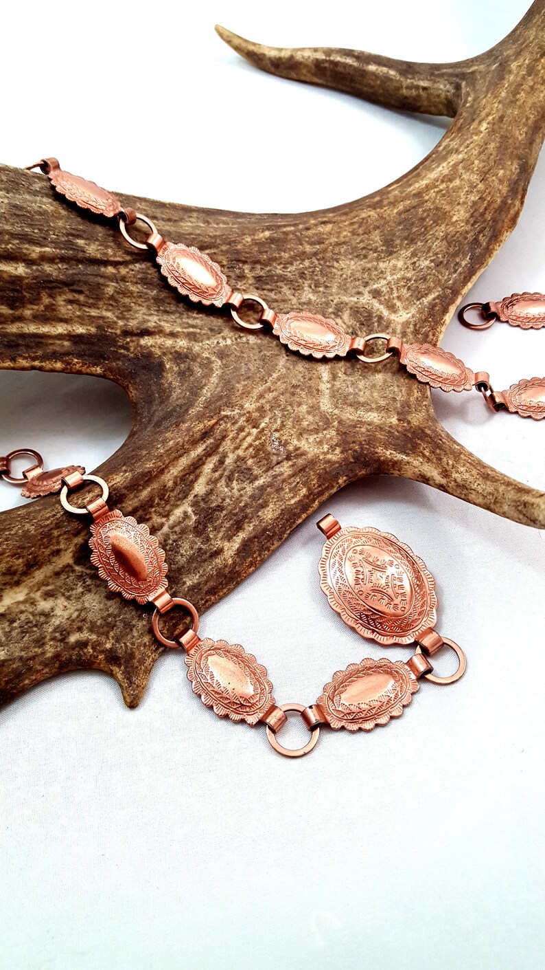 Vintage SANFORD Belt Sancrest Belt COPPER Concho Belt Southwest Native Gifts For Her Copper Jewelry Repousse FABULOUS Western Flair Like New