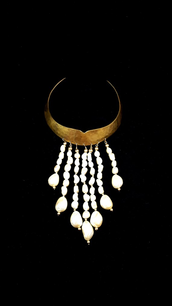 Vintage Choker Necklace Brass Choker Necklace Pear