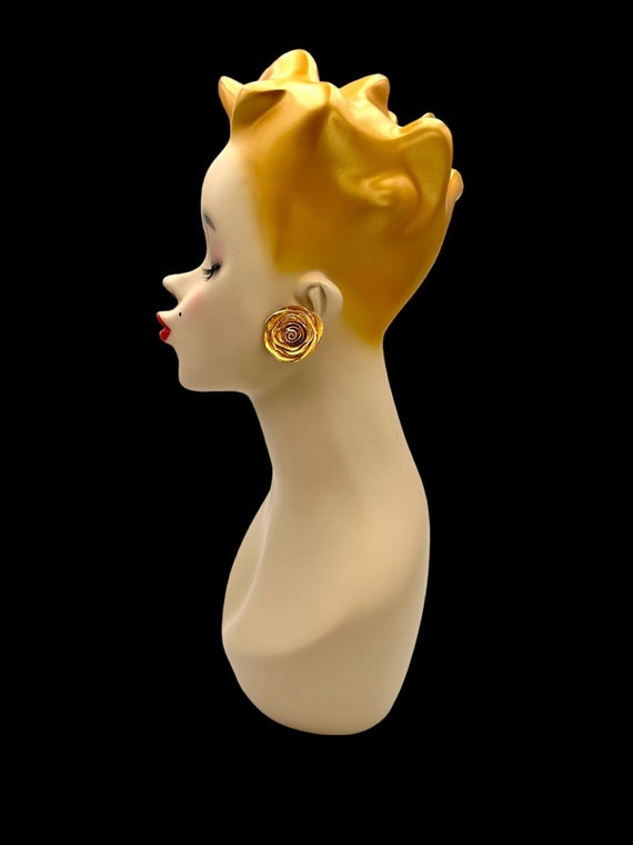 Vintage KATE HINES Earrings Clipon Earrings Rose … - image 2