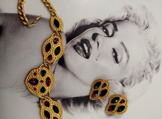 Vintage Napier Necklace Pierced Earrings Demi Paru