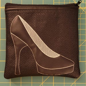 Faux LEATHER zipper pouch/travel bag/makeup bag /Pink or black/LeatherLike vinyl accessory/ 7&quot;x7&quot;